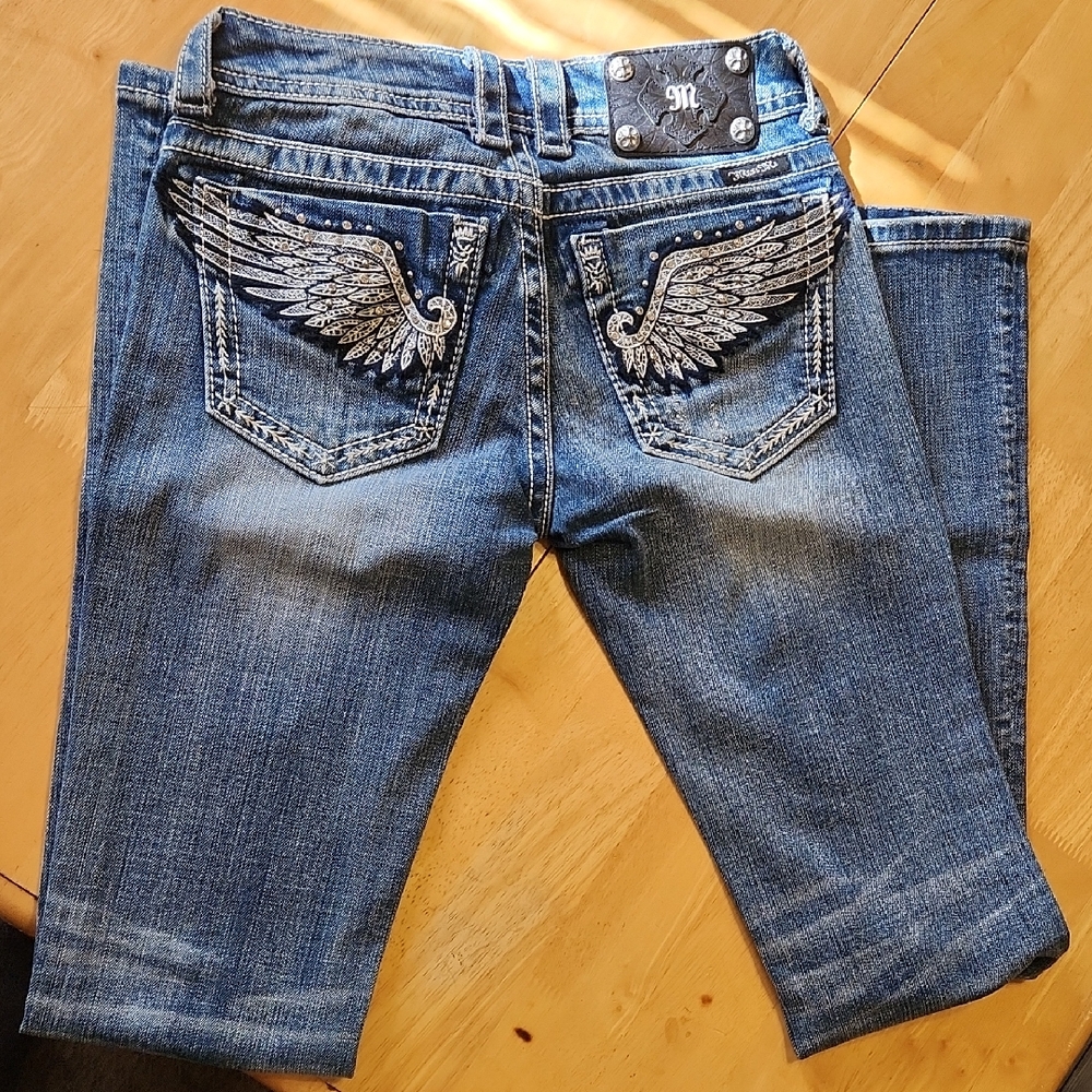 Miss Me Boot Cut Wing Design Jeans - 25